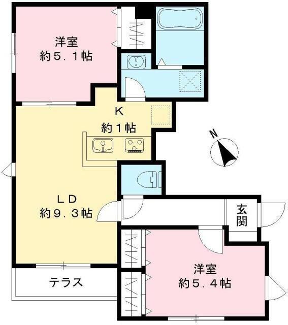アイフラット(2LDK/1階)の間取り写真