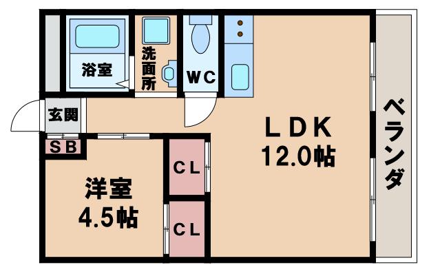 ハイツかわしま(1LDK/3階)の間取り写真