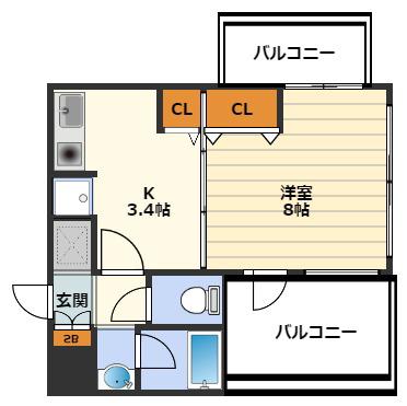 SK扇町公園(1K/7階)の間取り写真