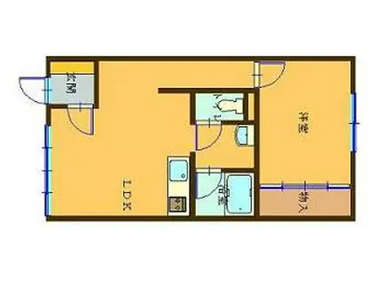 アクエアヒルズ壱番館(1LDK/1階)の間取り写真