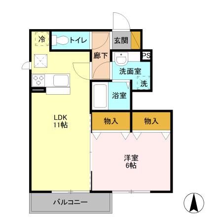 エスペランサ(1LDK/1階)の間取り写真