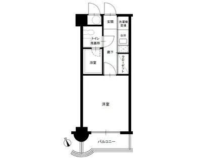 エステートモア六本松II(1K/2階)の間取り写真