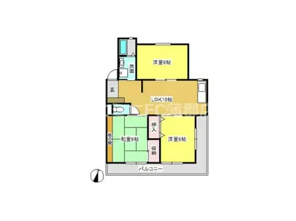 第二コーポ三浦(3LDK/4階)の間取り写真