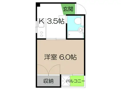 旭ビル(1K/2階)の間取り写真