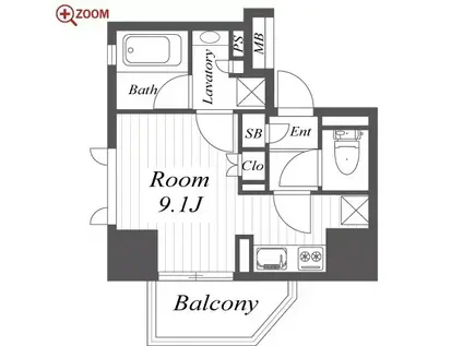 オープンレジデンシア栄 THE COURT(ワンルーム/15階)の間取り写真
