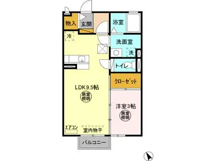 メゾン グラフォート B(1LDK/1階)の間取り写真