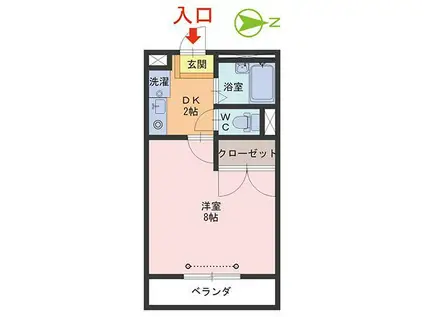 FREUDEN(1DK/2階)の間取り写真