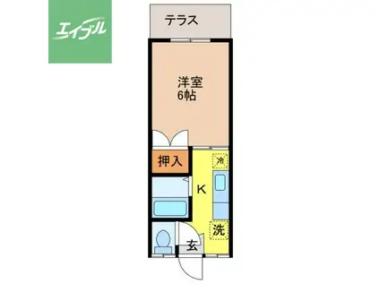 コーポ緑ヶ丘(1K/2階)の間取り写真