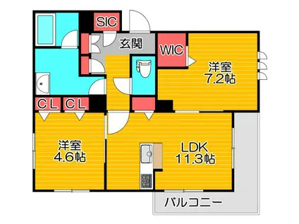シャーメゾン オーブル(2LDK/2階)の間取り写真