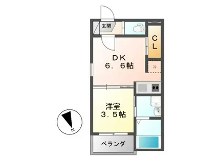 CASA FIORE 浅間町(1DK/3階)の間取り写真