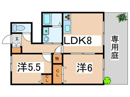 パナコート長田(2LDK/1階)の間取り写真