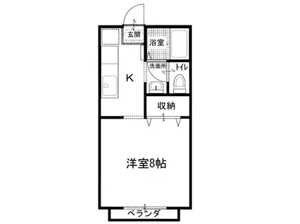 笠田ハイツ4号地(1K/1階)の間取り写真