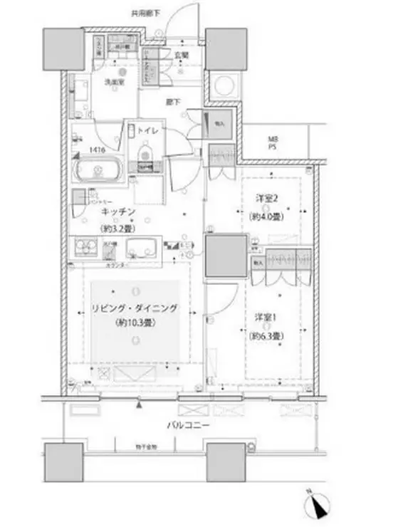 ザ・パークハウス西新宿タワー60 36階階 間取り
