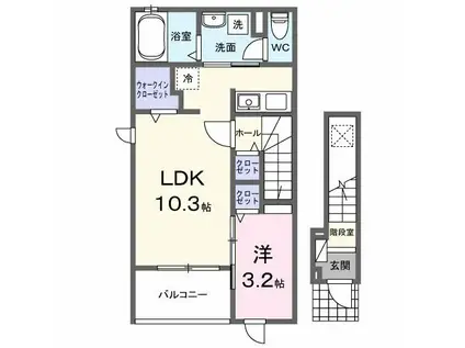 ファイオレフト サウス(1LDK/2階)の間取り写真