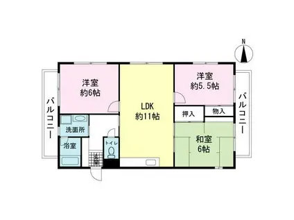 パミール香貫B(3LDK/4階)の間取り写真