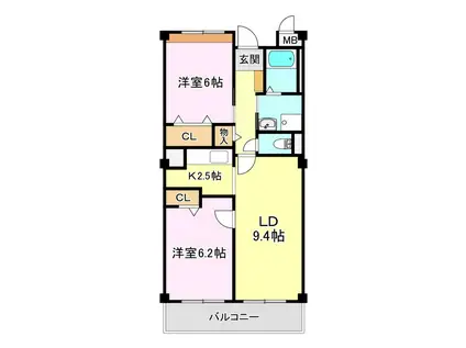 グラシューパルク(2LDK/3階)の間取り写真