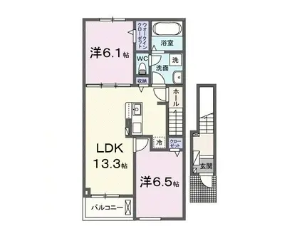 ホーク・FTI(2LDK/2階)の間取り写真