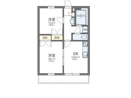 レオパレス751(2DK/1階)の間取り写真