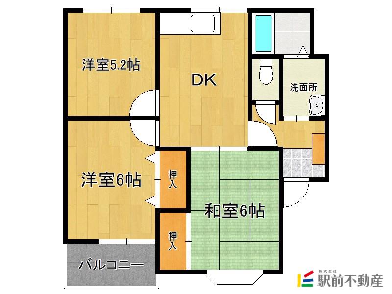 コーポピュアA棟(3DK/1階)の間取り写真