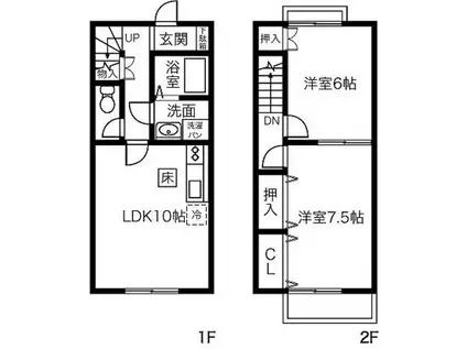 ル・シャンテ弐番館(2LDK/1階)の間取り写真