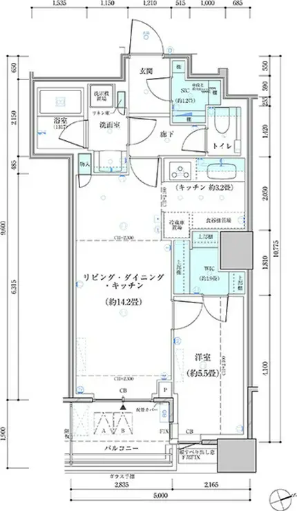 パークタワー勝どきサウス 16階階 間取り