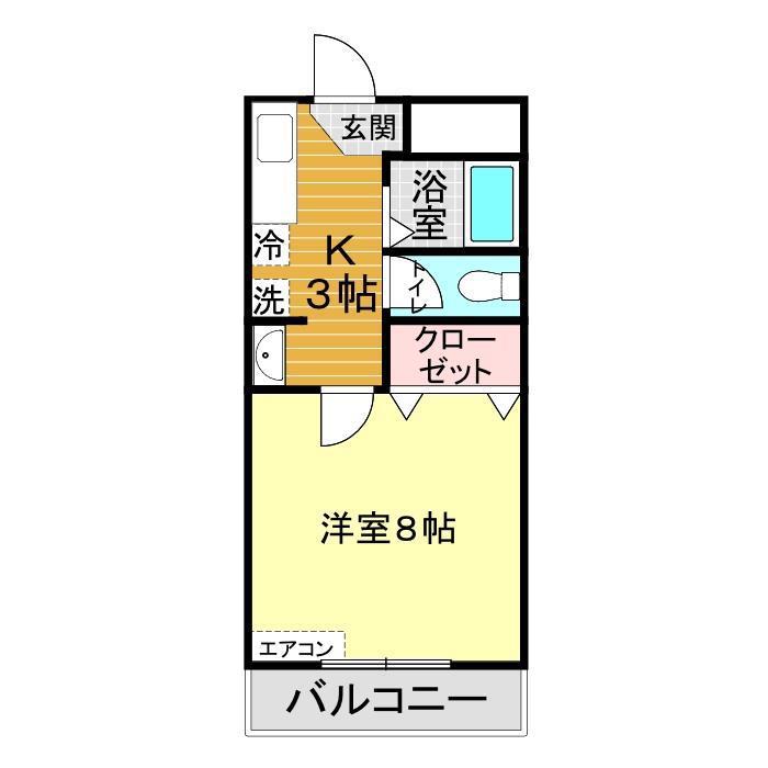 ジプリメーラ新下関(1K/4階)の間取り写真