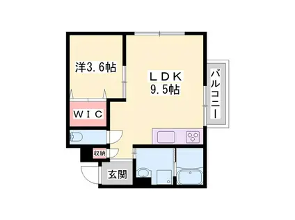 プレミール小野王子町(1LDK/3階)の間取り写真