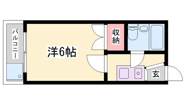 アルファ嬉野(1K/1階)の間取り写真