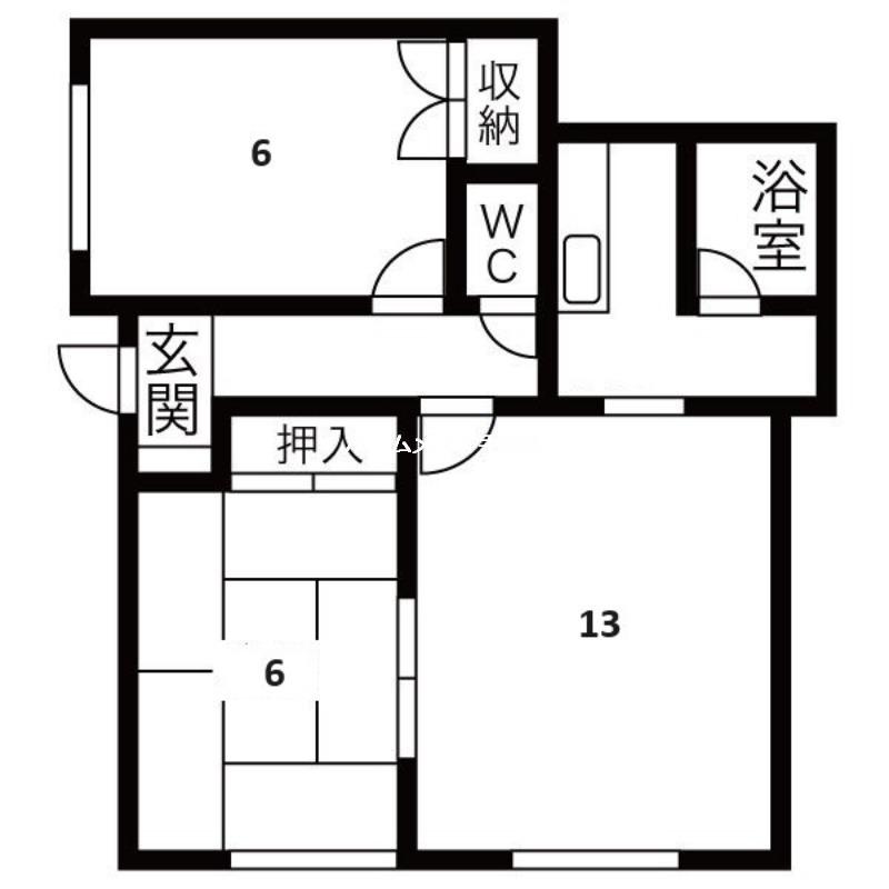 パープルマルコB(2LDK/1階)の間取り写真