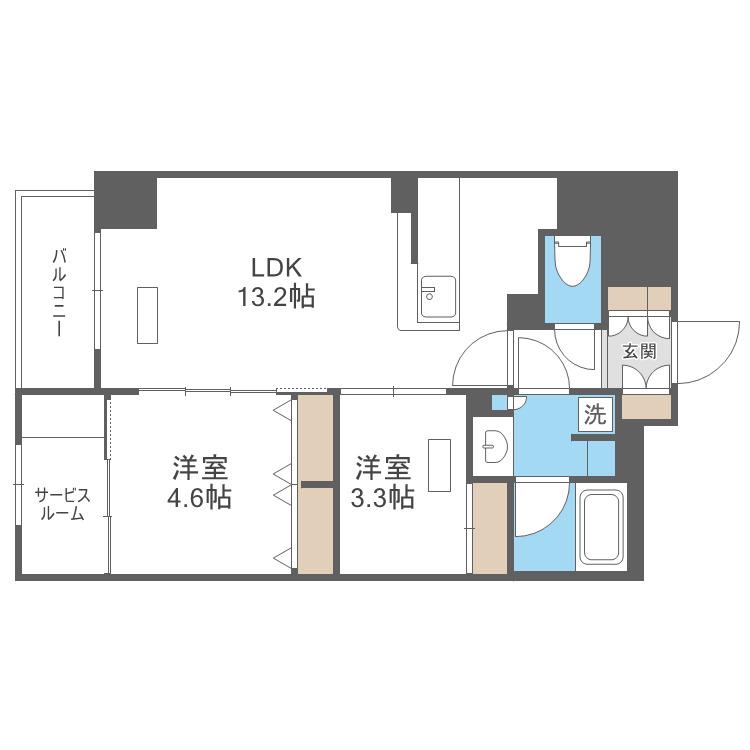 アーバネックス天満橋サウス(2SLDK/10階)の間取り写真