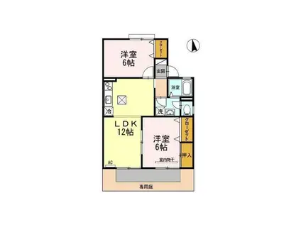 セジュール雅 A棟 B棟(2LDK/1階)の間取り写真