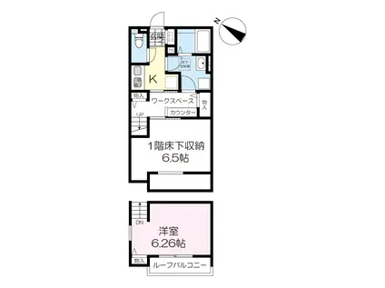 ソレイユ周船寺(1K/1階)の間取り写真