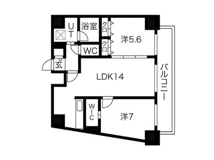 ポルタニグライースト(2LDK/8階)の間取り写真