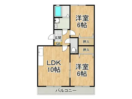 エスポワール長嶺(2LDK/2階)の間取り写真