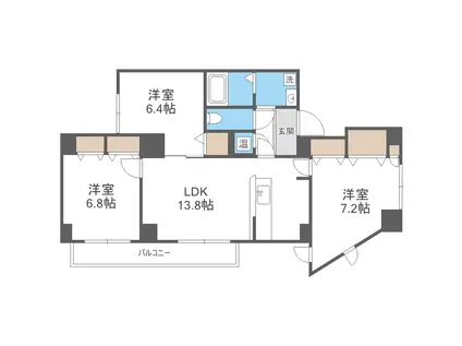 クオリティー大和(3LDK/4階)の間取り写真