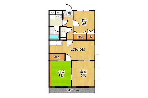 パシフィック21(3LDK/2階)の間取り写真