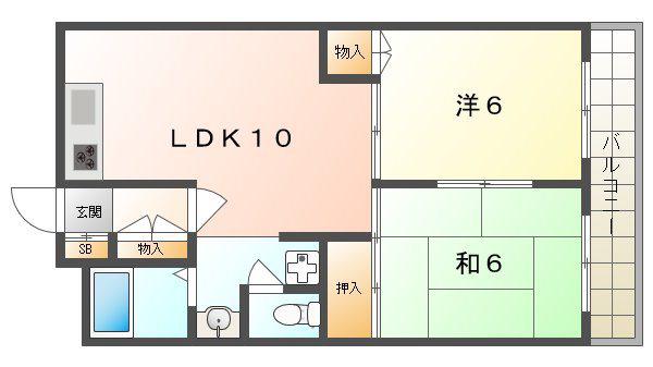 レクシア守口(2LDK/2階)の間取り写真