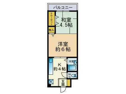 コーポアルム2(1DK/2階)の間取り写真