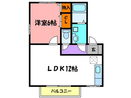 リビングタウン魚住(1LDK/1階)の間取り写真