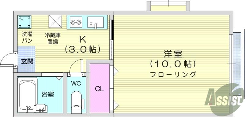 ノースフィールド(1K/1階)の間取り写真