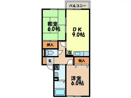 ソレールマツオ(2DK/2階)の間取り写真