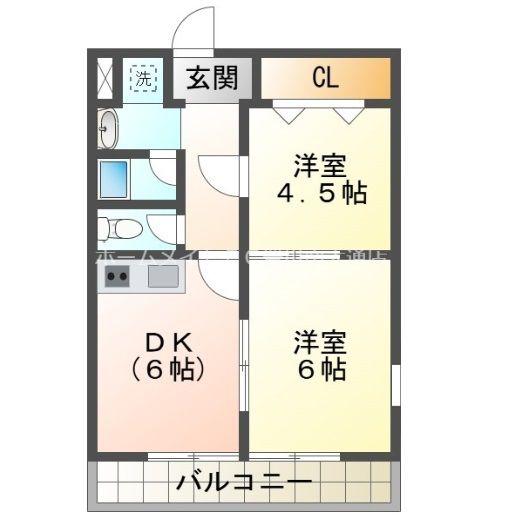 フリベール高見(2DK/1階)の間取り写真