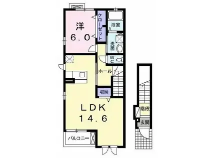 アン ボヌール(1LDK/2階)の間取り写真