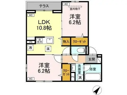 SKD一之江(2LDK/1階)の間取り写真