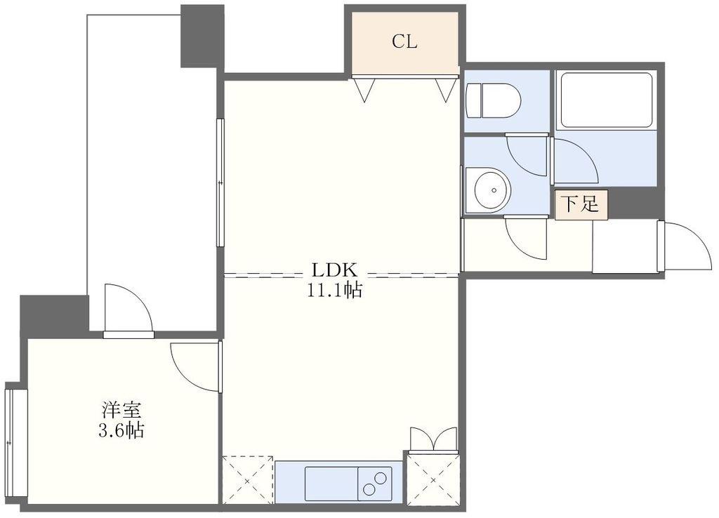 ユーロハイツ岩屋(1LDK/4階)の間取り写真