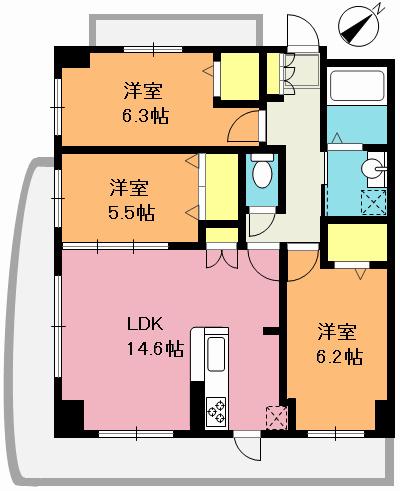 グランドソナ上尾(3LDK/2階)の間取り写真