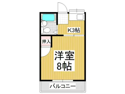 サニーハイツB(1K/2階)の間取り写真