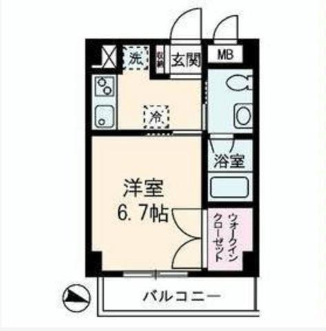 ドゥーシエル桜新町(1K/4階)の間取り写真