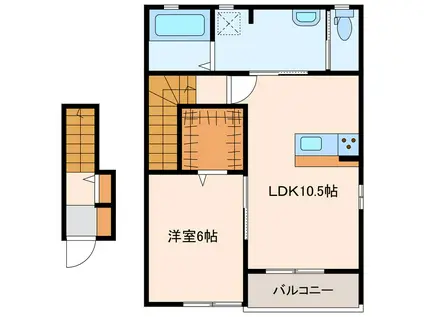 ジードルング浜方 ツヴァイト(1LDK/2階)の間取り写真