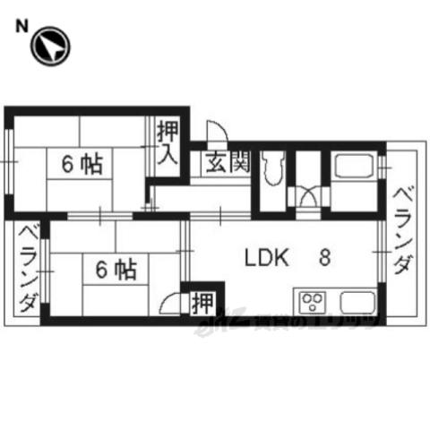 中原マンション(2LDK/2階)の間取り写真